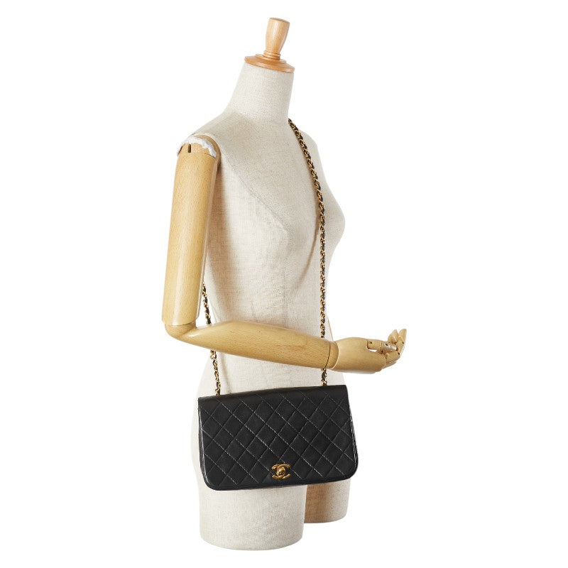 シャネル ココマーク マトラッセ 斜め掛け チェーン ショルダーバッグ ブラック ラムスキン レディース CHANEL 【中古】
