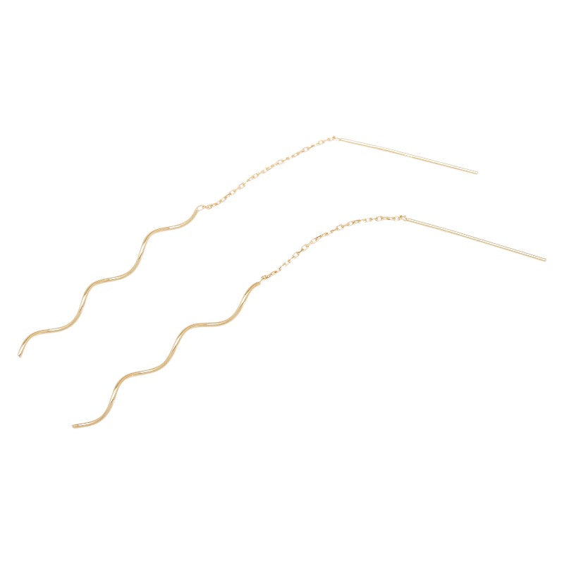 K18YG イエローゴールド キャッチレス スイング ピアス レディース 【中古】