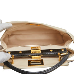 フェンディ ミニピーカブー バグズ モンスターアイ ハンドバッグ ショルダーバッグ 2WAY 8BN244 アイボリー ブラック レザー パイソン レディース FENDI 【中古】