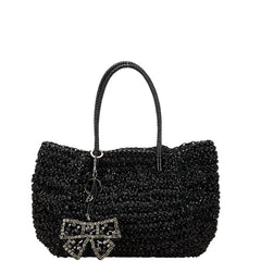 アンテプリマ カリーナ ワイヤーバッグ リボン ビジュー ハンドバッグ ブラック ビニール サテン レディース ANTEPRIMA 【中古】