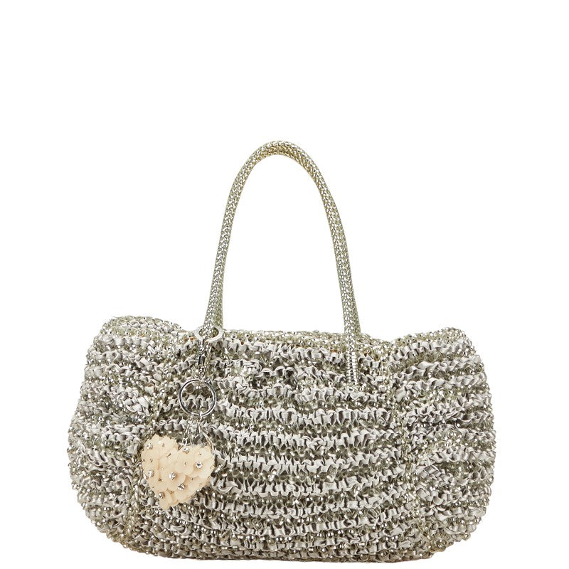 アンテプリマ カリーナ ワイヤーバッグ ハート ビジュー ハンドバッグ トートバッグ グレー ビニール サテン レディース ANTEPRIMA 【中古】