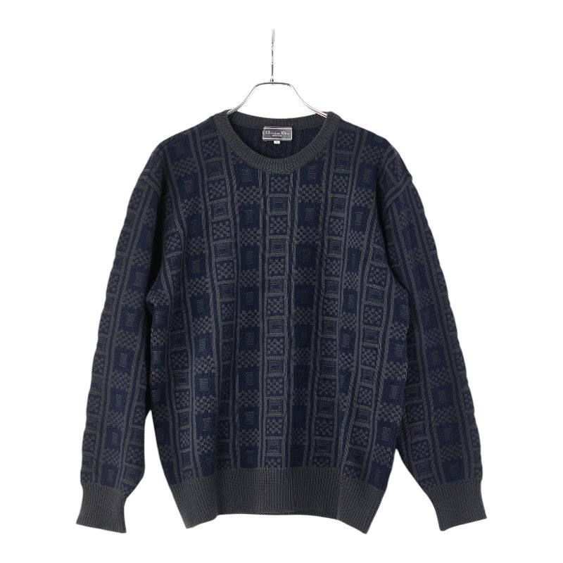 クリスチャンディオール MONSIEUR ニット セーター サイズ：L ネイビー グレー ウール メンズ Christian Dior 【中古】