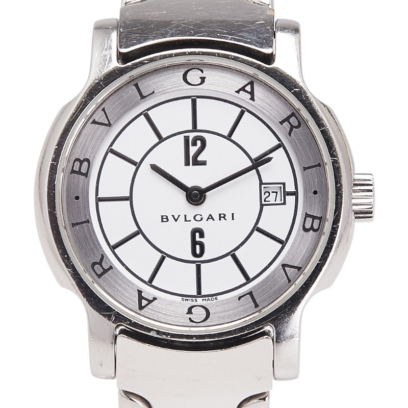 ブルガリ ソロテンポ デイト 腕時計 ST29S クオーツ ホワイト文字盤 ステンレススチール レディース BVLGARI 【中古】