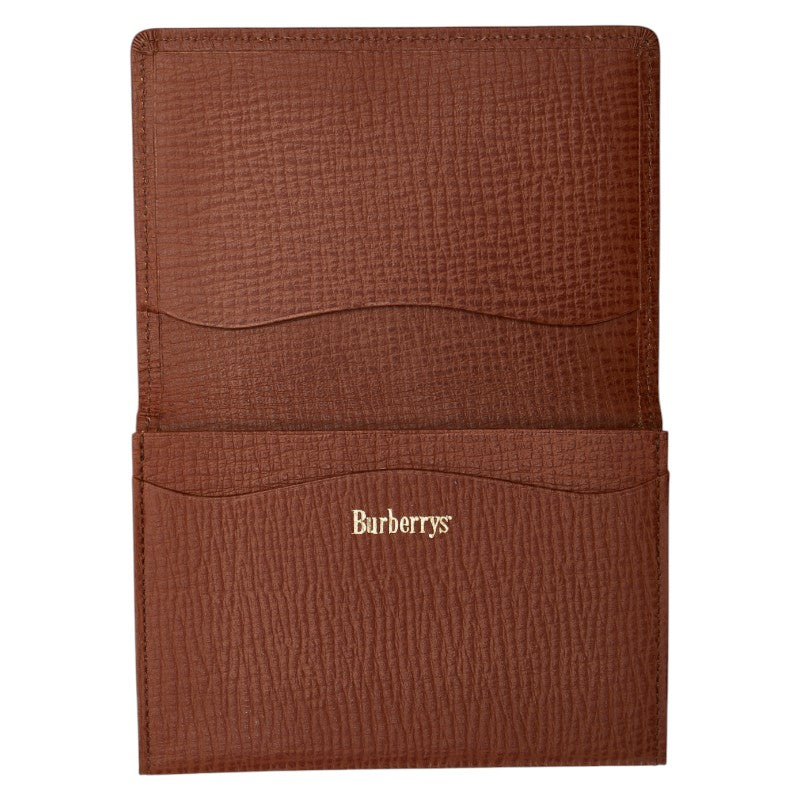 バーバリー ロゴ 名刺入れ カードケース ブラウン レザー メンズ BURBERRY 【中古】