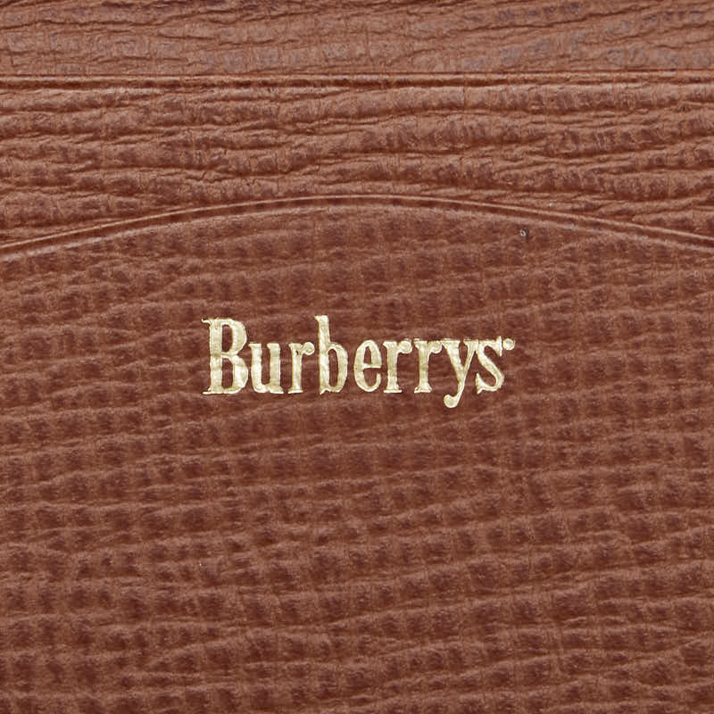 バーバリー ロゴ 名刺入れ カードケース ブラウン レザー メンズ BURBERRY 【中古】
