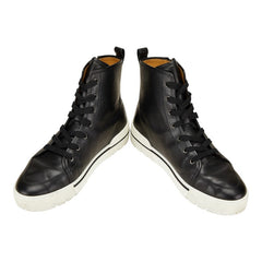 エルメス ハイカット サイドジップ スニーカー サイズ:43 ブラック レザー メンズ HERMES 【中古】