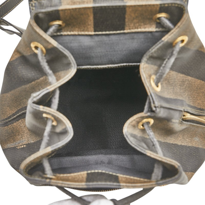 フェンディ ぺカン リュック バックパック カーキ ブラック PVC レザー レディース FENDI 【中古】