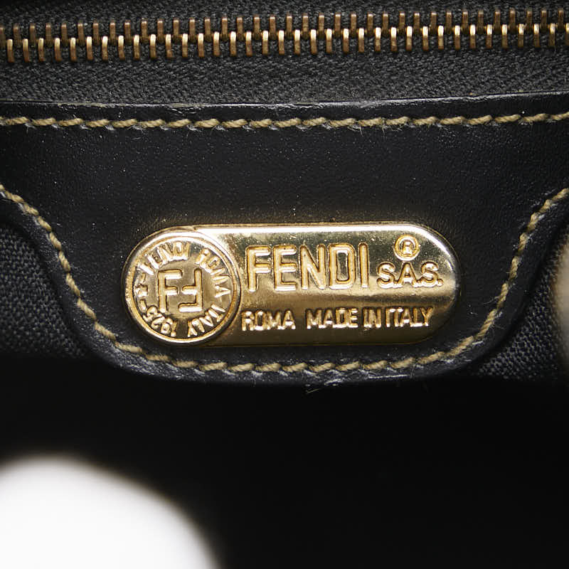 フェンディ ぺカン リュック バックパック カーキ ブラック PVC レザー レディース FENDI 【中古】