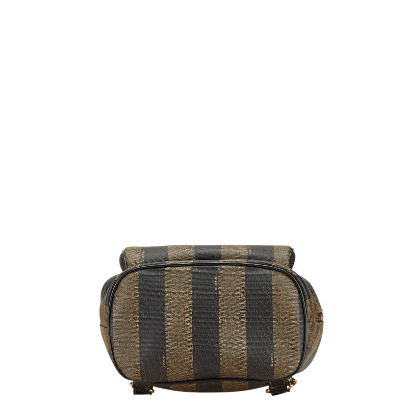 フェンディ ぺカン リュック バックパック カーキ ブラック PVC レザー レディース FENDI 【中古】