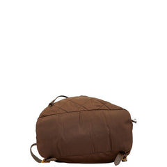 プラダ 三角ロゴプレート リュック バックパック ブラウン ナイロン レザー レディース PRADA 【中古】