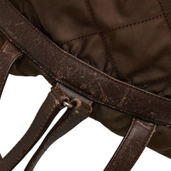 プラダ 三角ロゴプレート リュック バックパック ブラウン ナイロン レザー レディース PRADA 【中古】