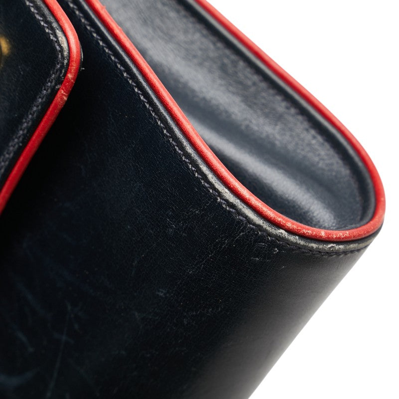 グッチ オールドグッチ 斜め掛け ショルダーバッグ 99 004 3740 ネイビー レッド レザー レディース GUCCI 【中古】