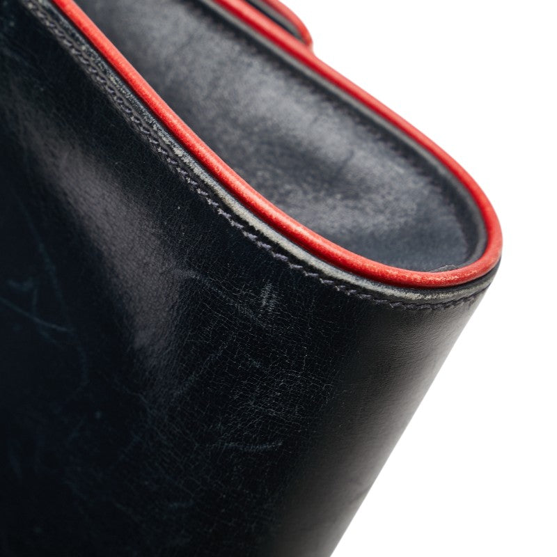 グッチ オールドグッチ 斜め掛け ショルダーバッグ 99 004 3740 ネイビー レッド レザー レディース GUCCI 【中古】