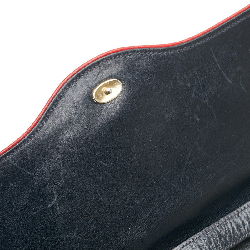 グッチ オールドグッチ 斜め掛け ショルダーバッグ 99 004 3740 ネイビー レッド レザー レディース GUCCI 【中古】