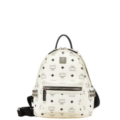 エム シー エム ヴィセトス スタッズ リュック バックパック ホワイト ブラック レザー レディース MCM 【中古】