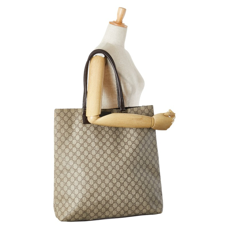 グッチ GGスプリーム トートバッグ ハンドバッグ 131219 ベージュ ブラウン PVC レザー レディース GUCCI 【中古】