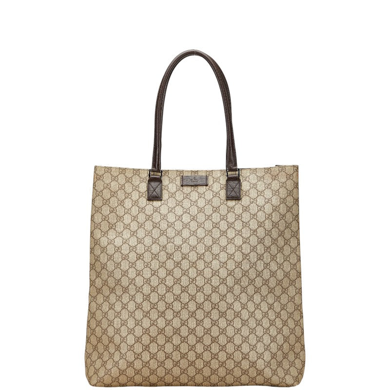 グッチ GGスプリーム トートバッグ ハンドバッグ 131219 ベージュ ブラウン PVC レザー レディース GUCCI 【中古】
