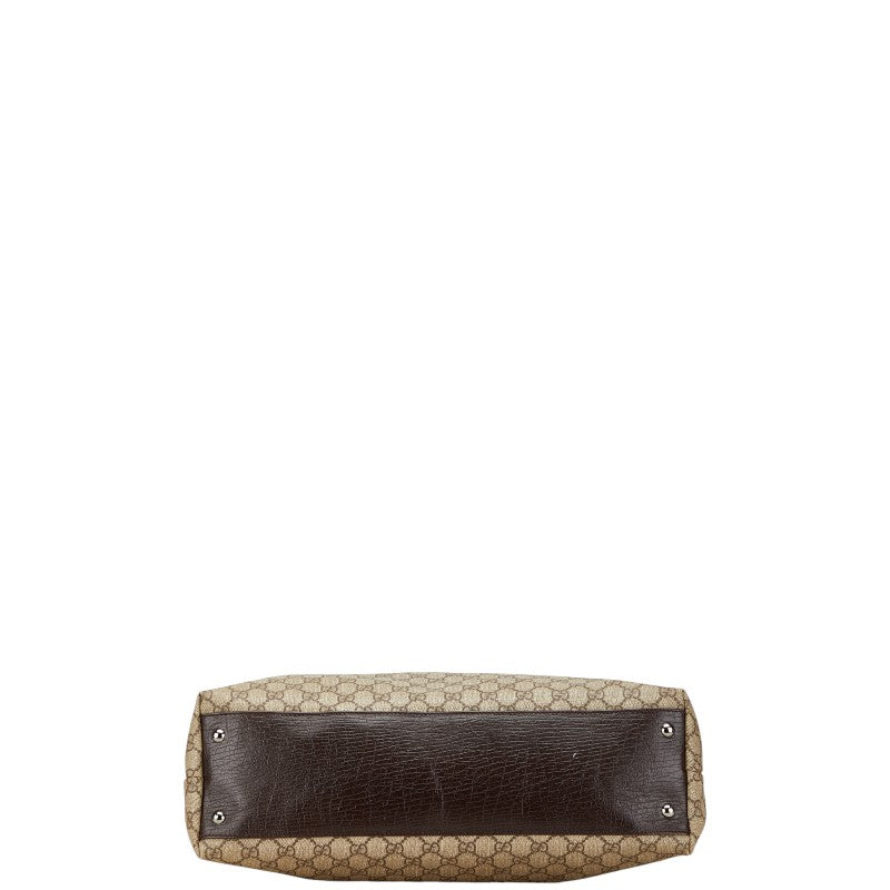 グッチ GGスプリーム トートバッグ ハンドバッグ 131219 ベージュ ブラウン PVC レザー レディース GUCCI 【中古】