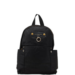 マークジェイコブス ロゴ リュック バックパック ブラック ゴールド ナイロン レザー レディース MARC JACOBS 【中古】