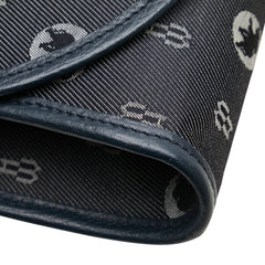 ハンティングワールド ロゴ ショルダーバッグ ネイビー キャンバス レザー レディース HUNTING WORLD 【中古】