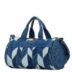 ハンティングワールド ロゴ ドラムバッグ ハンドバッグ ショルダーバッグ ブルー デニム レディース HUNTING WORLD 【中古】