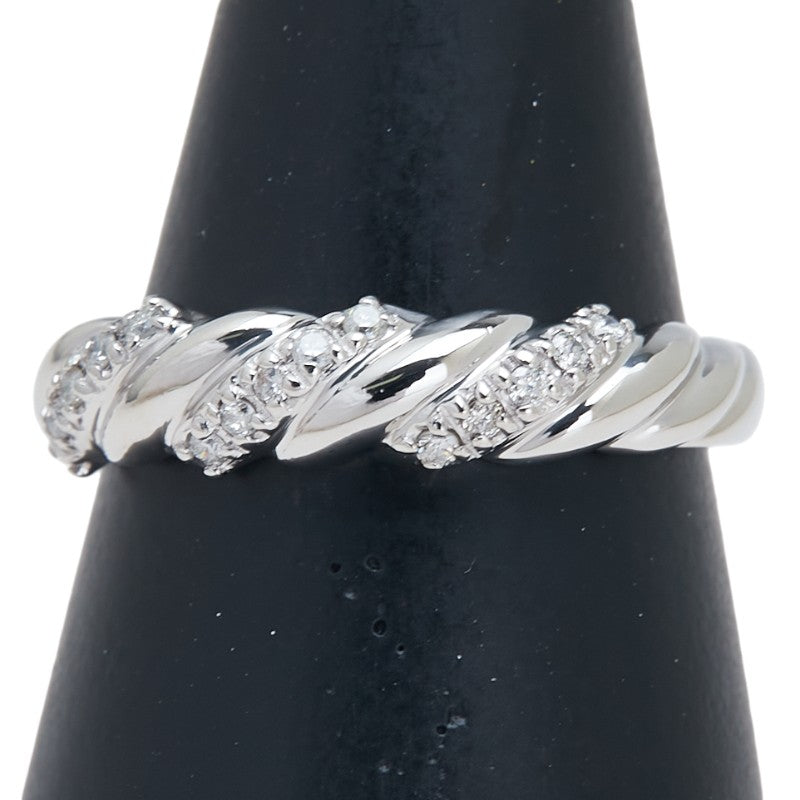 Pt900 プラチナ ダイヤ0.13ct ツイスト リング 指輪 レディース 15.5号 【中古】