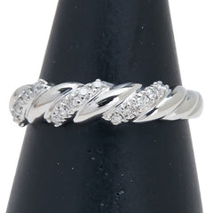 Pt900 プラチナ ダイヤ0.13ct ツイスト リング 指輪 レディース 15.5号 【中古】