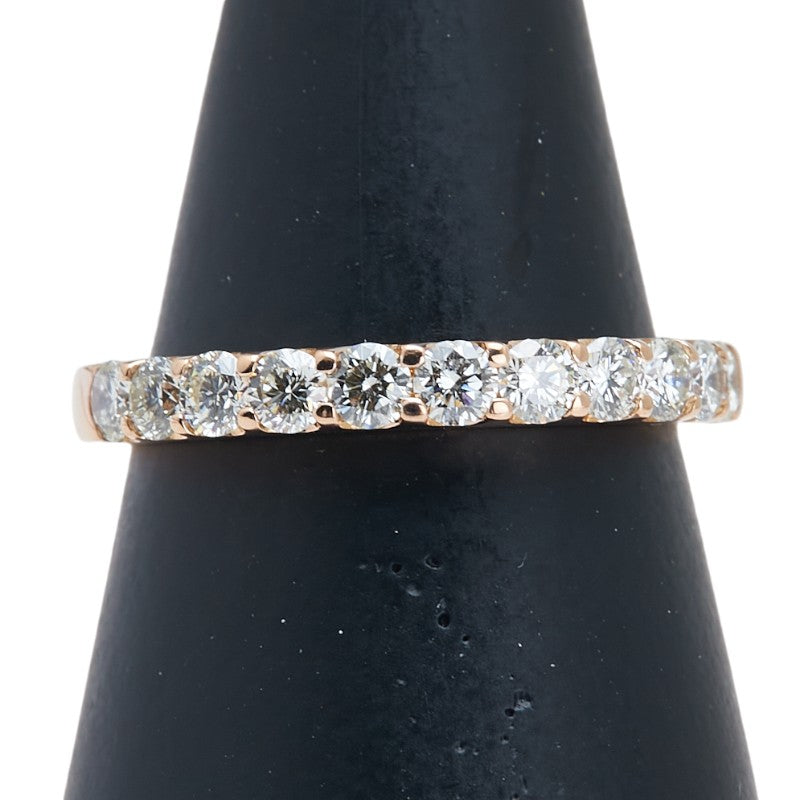 K18PG ピンクゴールド ダイヤ0.70ct ハーフエタニティ リング 指輪 レディース 13号 【中古】