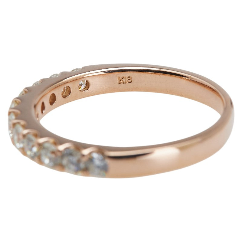 K18PG ピンクゴールド ダイヤ0.70ct ハーフエタニティ リング 指輪 レディース 13号 【中古】