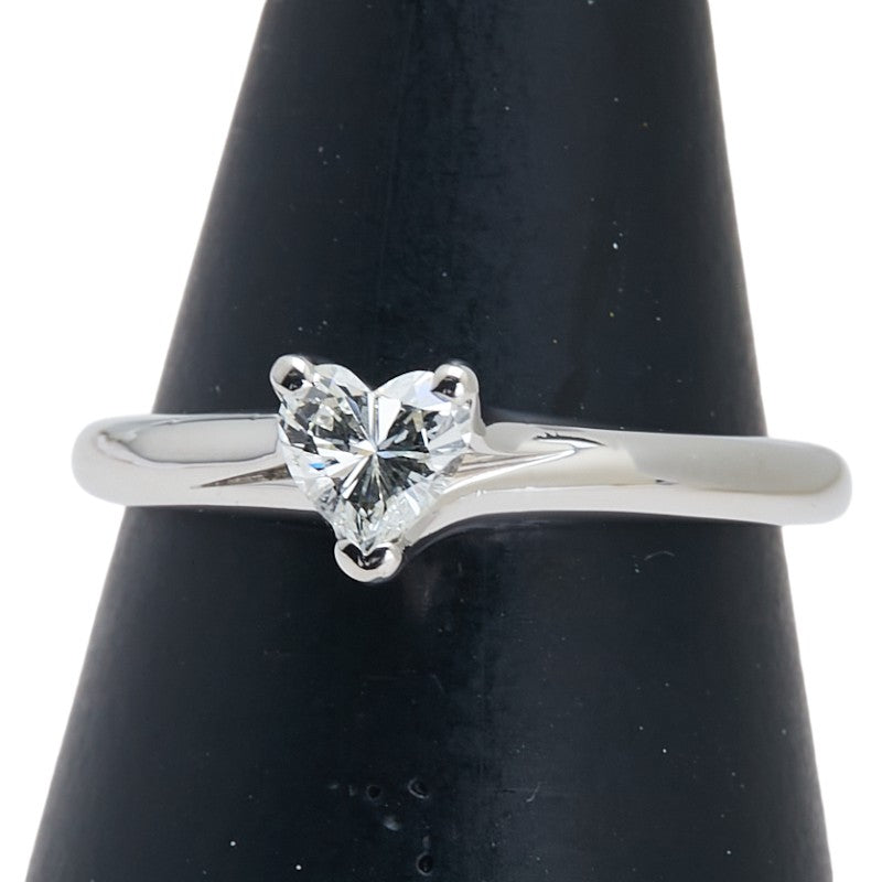 Pt900 プラチナ ダイヤ0.327ct 1P ハート モチーフ リング 指輪 レディース 11号 【中古】