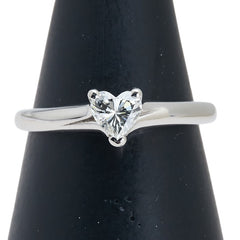 Pt900 プラチナ ダイヤ0.327ct 1P ハート モチーフ リング 指輪 レディース 11号 【中古】