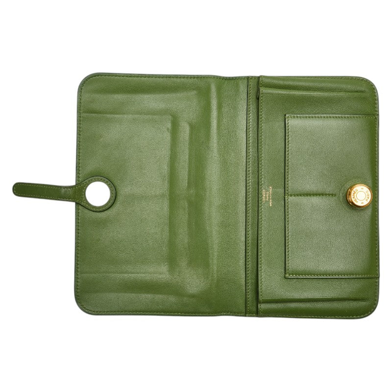 エルメス ドゴンGM 二つ折り財布 グリーン系 スイフト レディース HERMES 【中古】