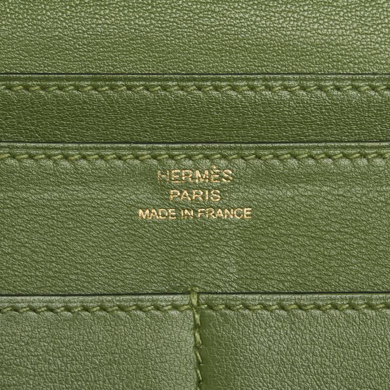 エルメス ドゴンGM 二つ折り財布 グリーン系 スイフト レディース HERMES 【中古】