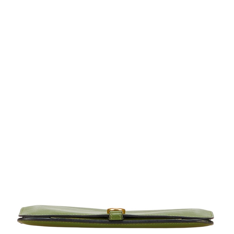 エルメス ドゴンGM 二つ折り財布 グリーン系 スイフト レディース HERMES 【中古】
