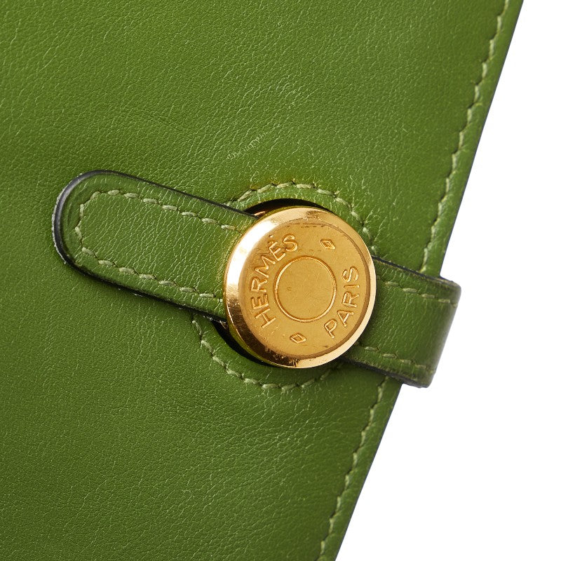 エルメス ドゴンGM 二つ折り財布 グリーン系 スイフト レディース HERMES 【中古】