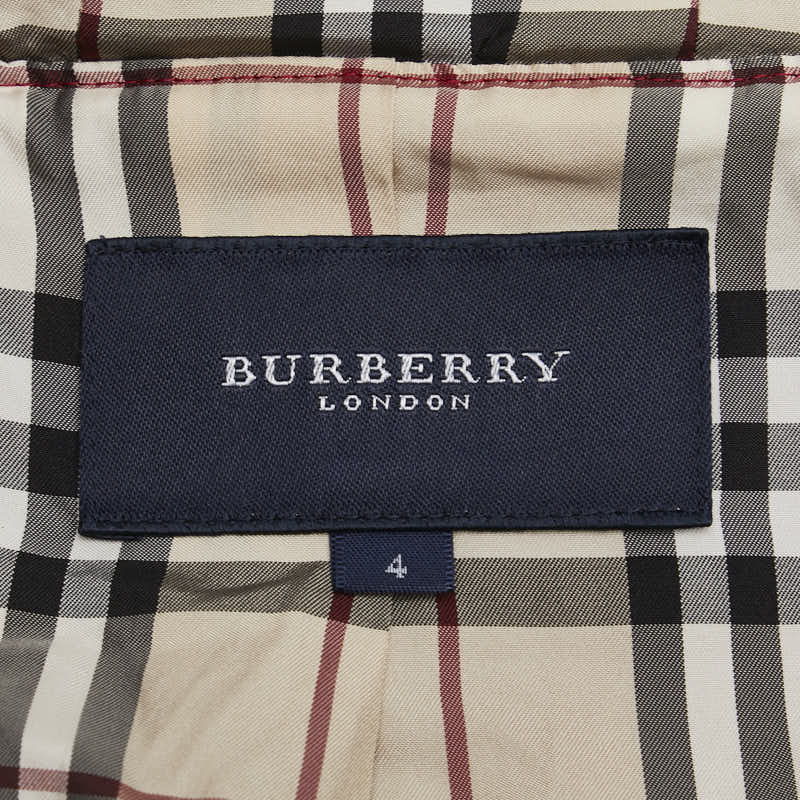 バーバリー ノバチェック ジップアップパーカー ダブルジップ サイズ：4 レッド コットン ラビットファー レディース BURBERRY 【中古】