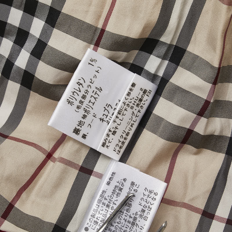 バーバリー ノバチェック ジップアップパーカー ダブルジップ サイズ：4 レッド コットン ラビットファー レディース BURBERRY 【中古】