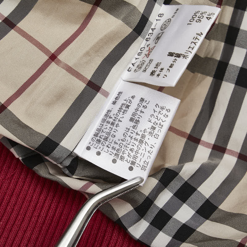 バーバリー ノバチェック ジップアップパーカー ダブルジップ サイズ：4 レッド コットン ラビットファー レディース BURBERRY 【中古】