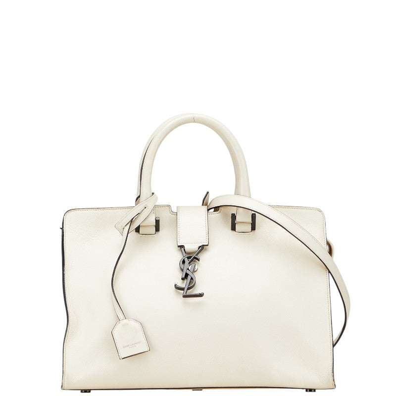 サンローラン YSLロゴ ショルダーバッグ ハンドバッグ 2WAY ホワイト レザー レディース SAINT LAURENT 【中古】