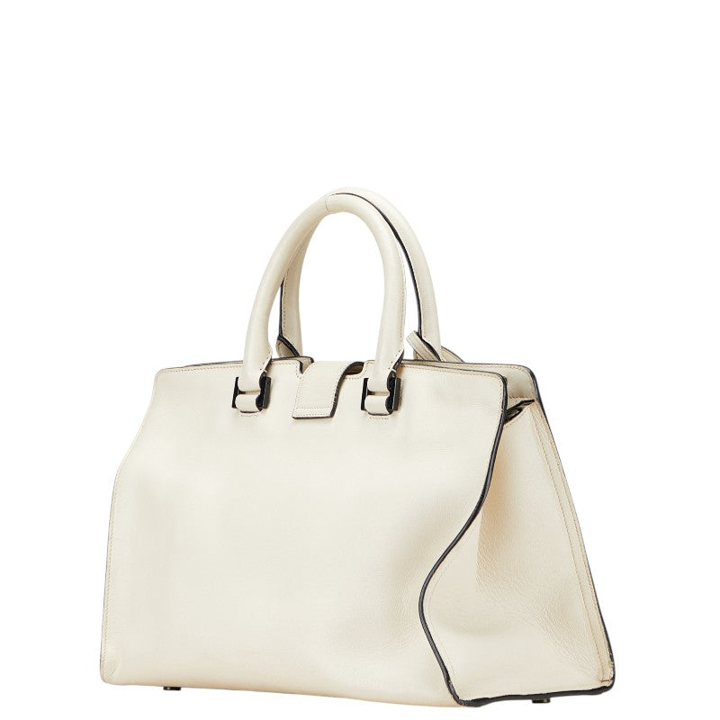 サンローラン YSLロゴ ショルダーバッグ ハンドバッグ 2WAY ホワイト レザー レディース SAINT LAURENT 【中古】