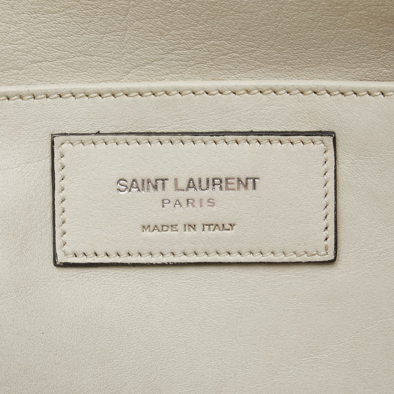 サンローラン YSLロゴ ショルダーバッグ ハンドバッグ 2WAY ホワイト レザー レディース SAINT LAURENT 【中古】