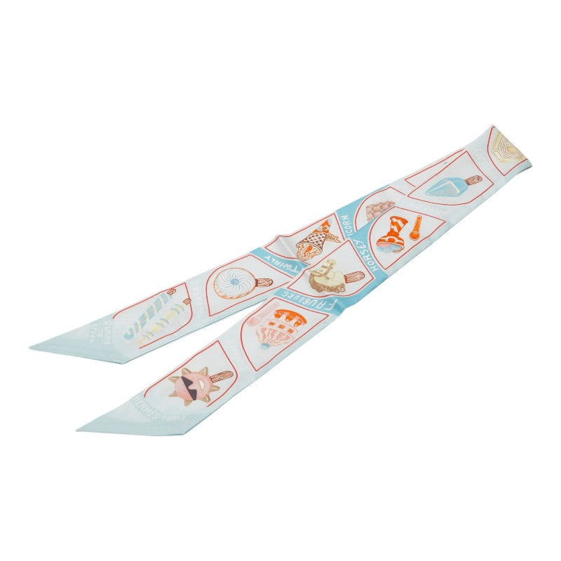 エルメス ツイリー FUNNY ICE CREAM ファニー アイスクリーム スカーフ ライトブルー マルチカラー レディース HERMES 【中古】