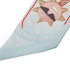 エルメス ツイリー FUNNY ICE CREAM ファニー アイスクリーム スカーフ ライトブルー マルチカラー レディース HERMES 【中古】