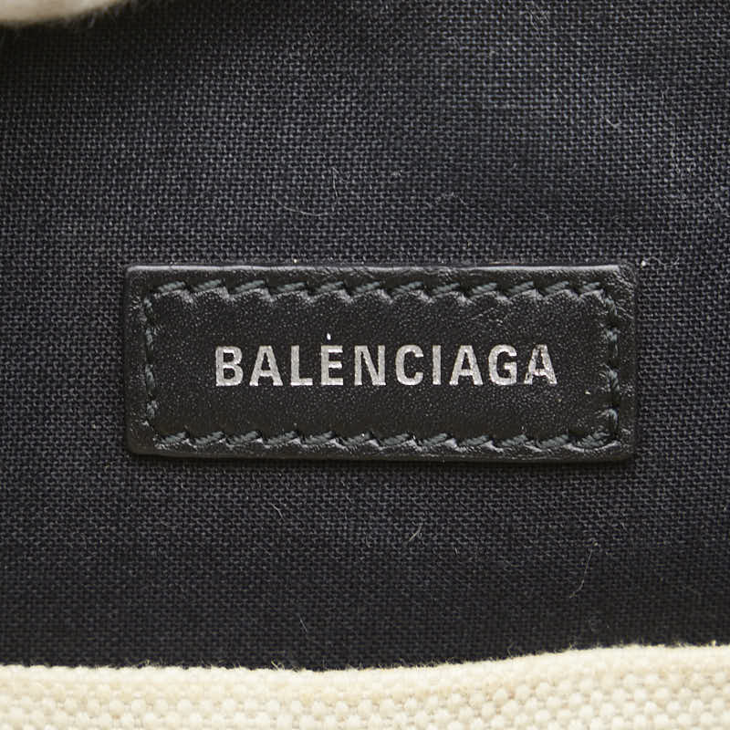 バレンシアガ ネイビー ポシェット ショルダーバッグ 339937 ベージュ ブラック キャンバス レザー レディース BALENCIAGA 【中古】