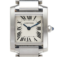 カルティエ タンクフランセーズSM 腕時計 W51008Q3 クオーツ ホワイト文字盤 ステンレススチール レディース CARTIER 【中古】