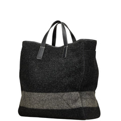 コーチ トートバッグ ブラック グレー ウール レザー レディース COACH 【中古】