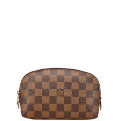 ルイ ヴィトン ダミエ ポシェット コスメティック PM ポーチ N47516 ブラウン PVC レザー レディース LOUIS VUITTON 【中古】