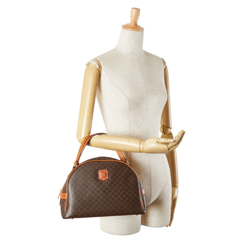 セリーヌ マカダム ハンドバッグ ブラウン PVC レザー レディース CELINE 【中古】