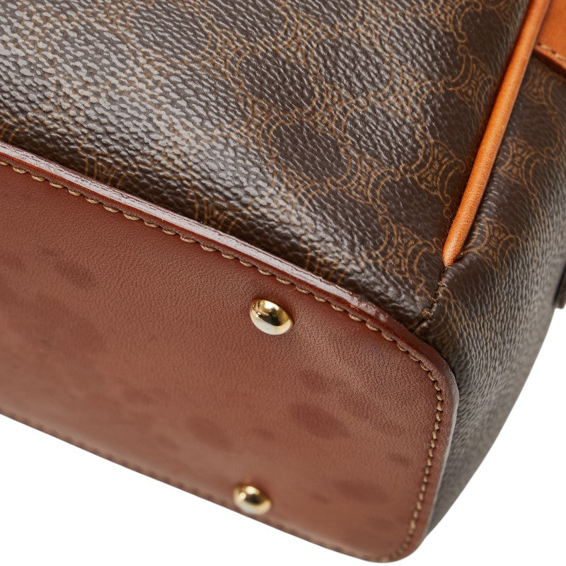 セリーヌ マカダム ハンドバッグ ブラウン PVC レザー レディース CELINE 【中古】