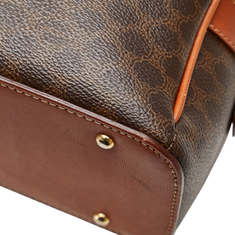 セリーヌ マカダム ハンドバッグ ブラウン PVC レザー レディース CELINE 【中古】